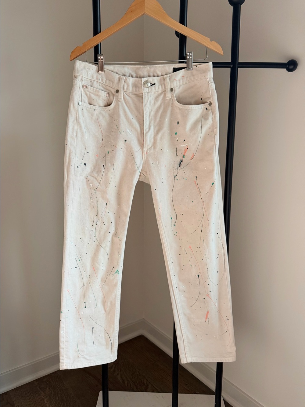 Rag & Bone Fairfield Paint Splatter Boyfriend 100% Cotton Jeans Size 25